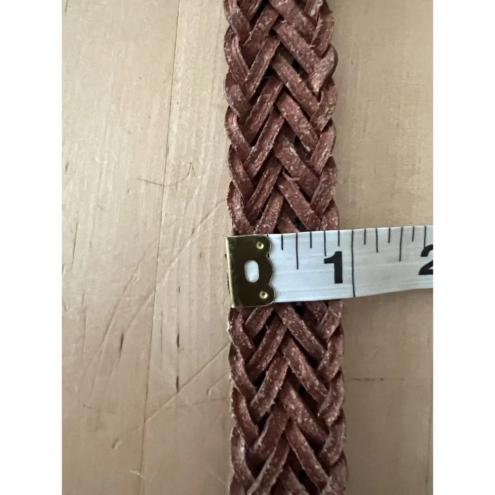 OMEGA Vtg Brown Braided Leather Western Concho Belt Silver Tone Buckle 32 Small - Picture 8 of 9